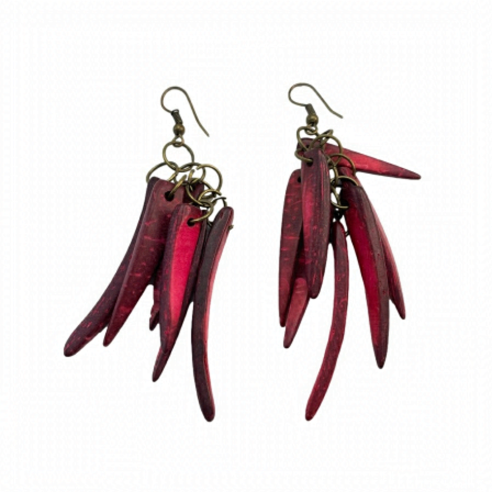 Vintage Red Pink Spike Punk Earrings